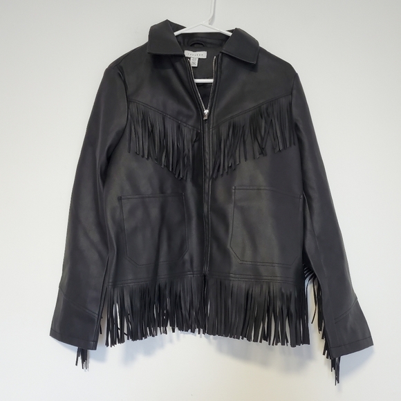 NWT Topshop faux leather fringe jacket - Picture 4 of 8